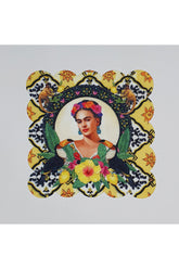 Dekoratif Meksikalı Kadın Portreli Dijital Baskılı Kumaş Kokteyl Peçetesi Lazer Kesimli